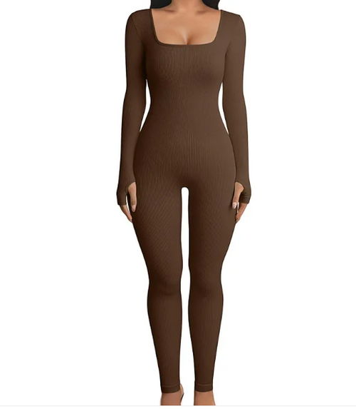 Contour Sculpt Jumpsuit – Seamless Shaping Long Sleeve Fit