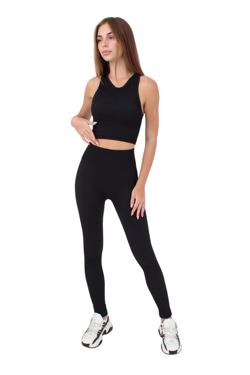 Seamless Ribbed High-Waisted Push-Up Leggings
