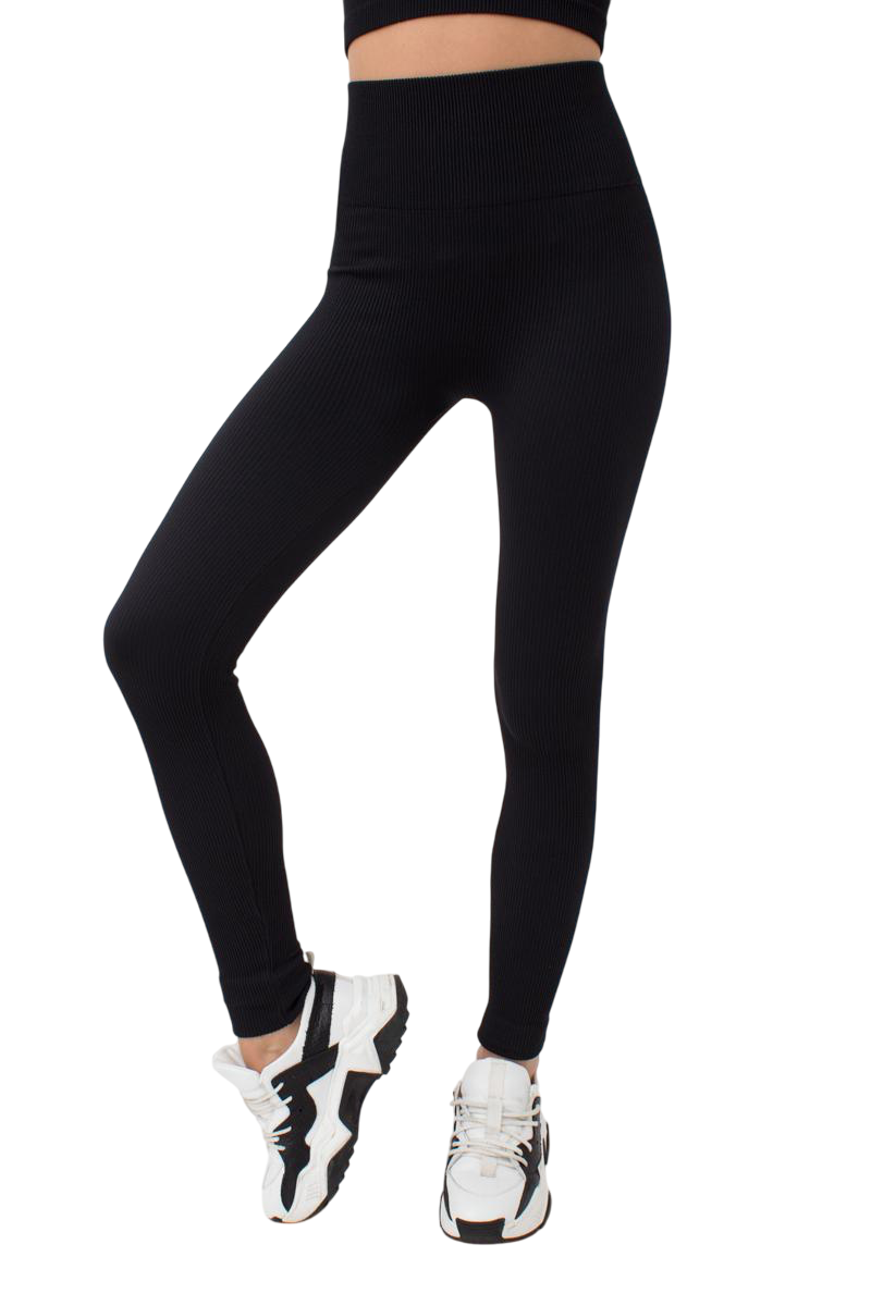 Seamless Ribbed High-Waisted Push-Up Leggings