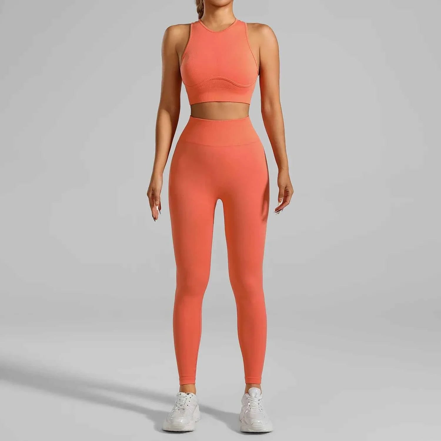 Seamless Ribbed High Waisted Yoga Set