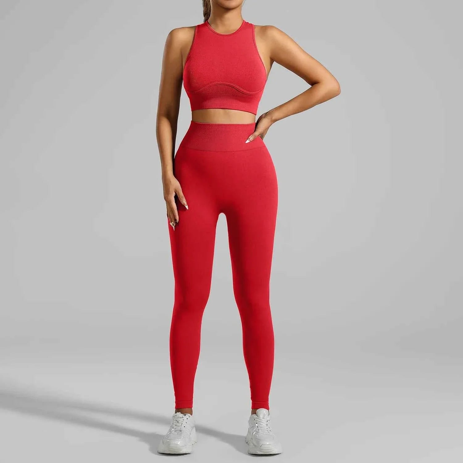 Seamless Ribbed High Waisted Yoga Set
