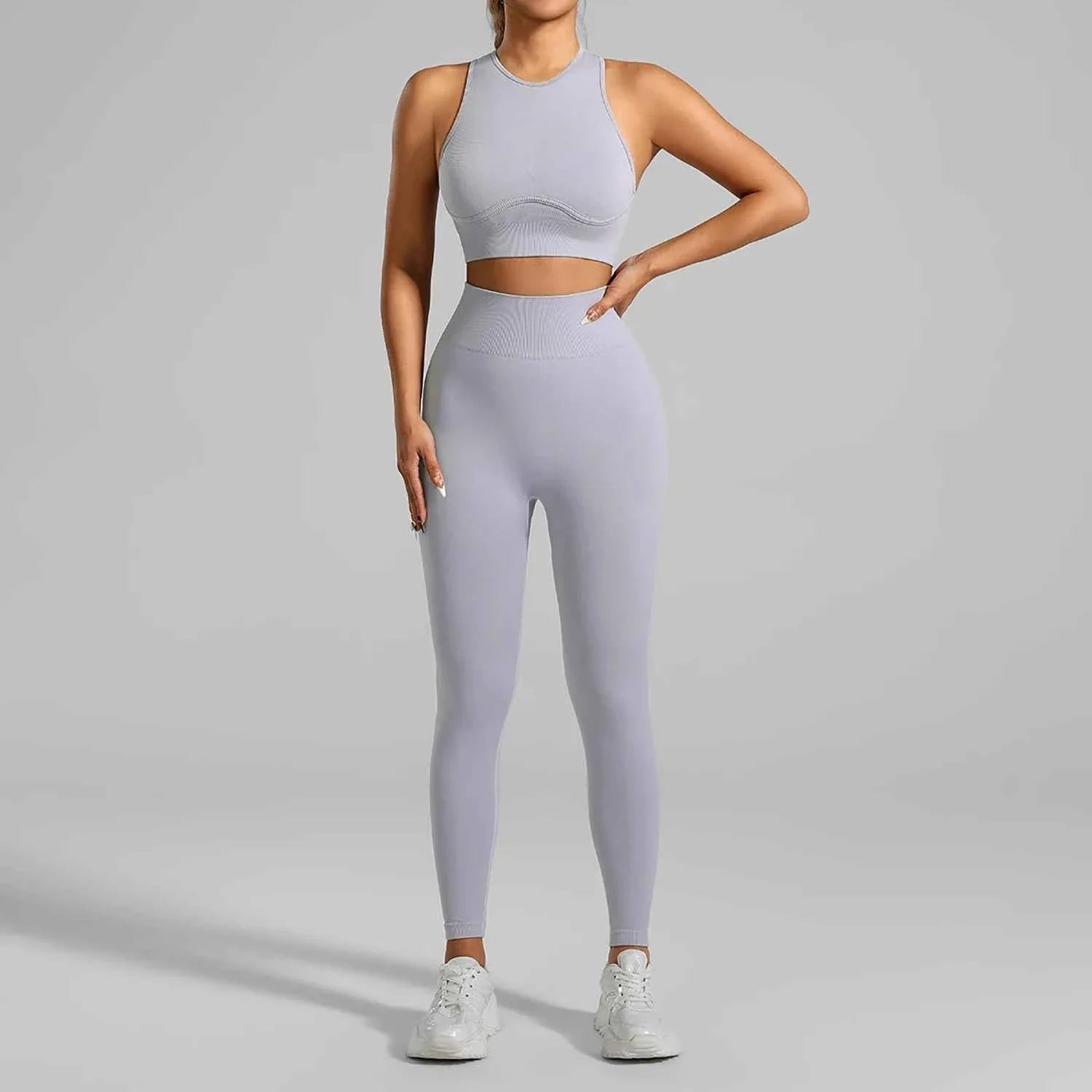 Seamless Ribbed High Waisted Yoga Set