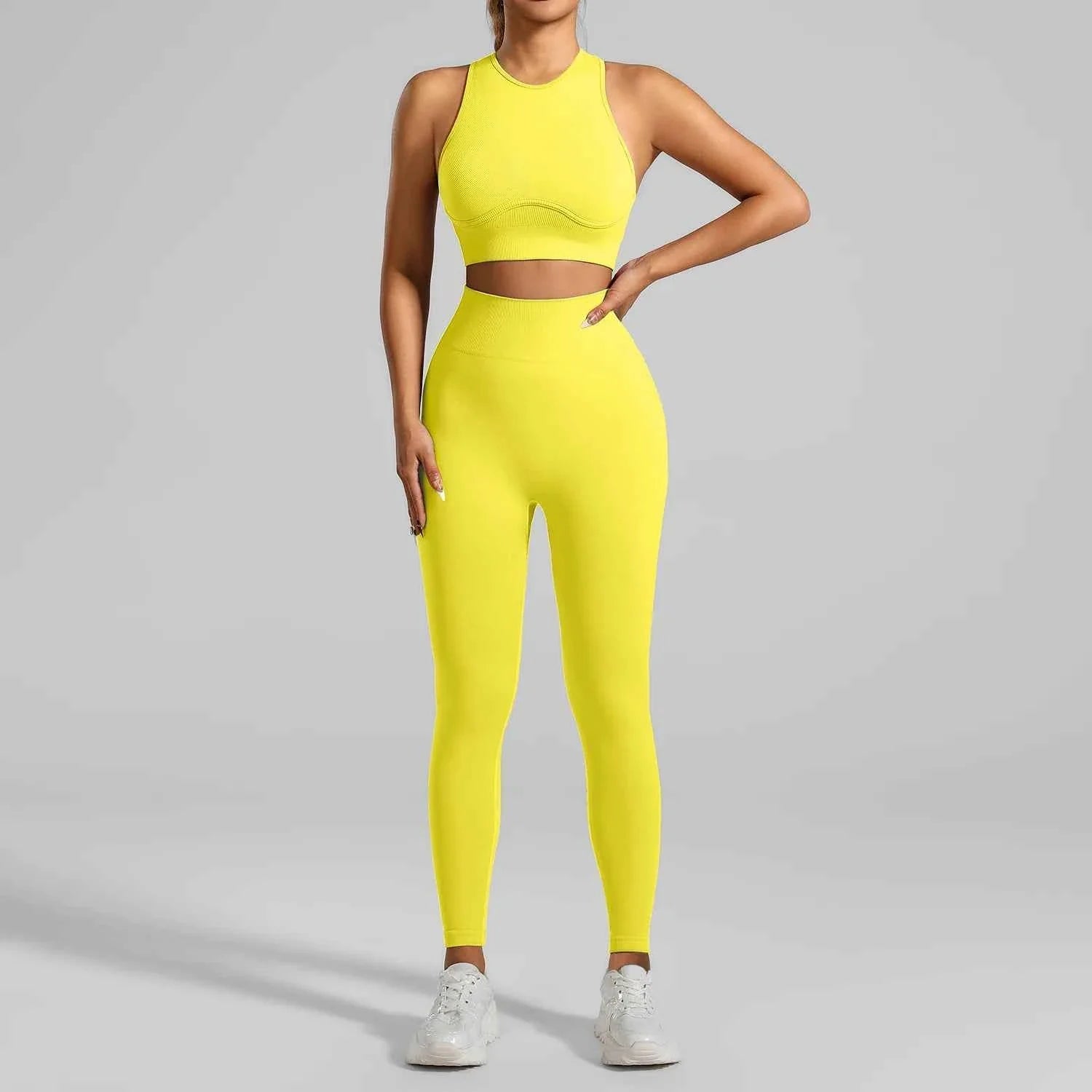 Seamless Ribbed High Waisted Yoga Set