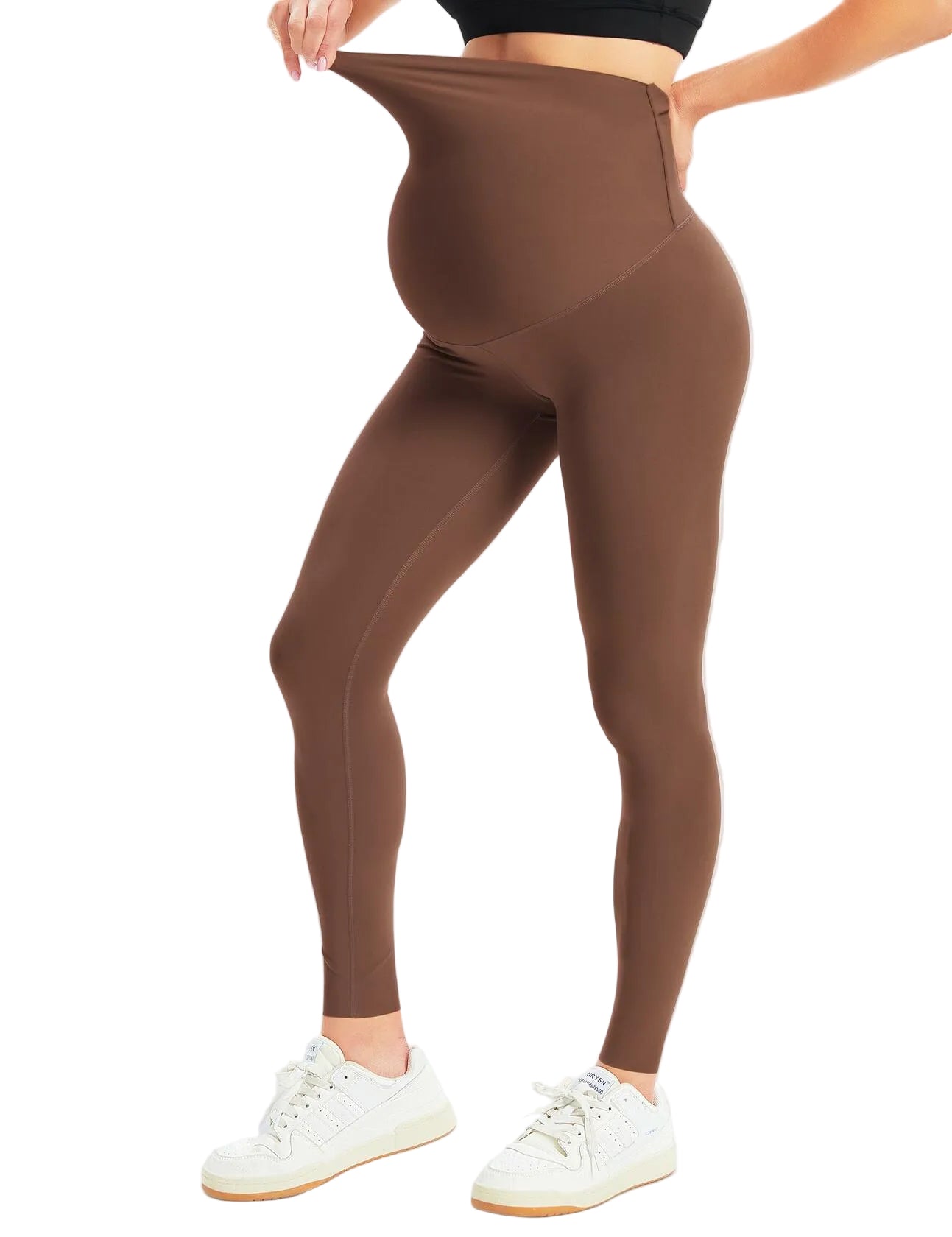 Maternity Leggings Over Belly Full Length